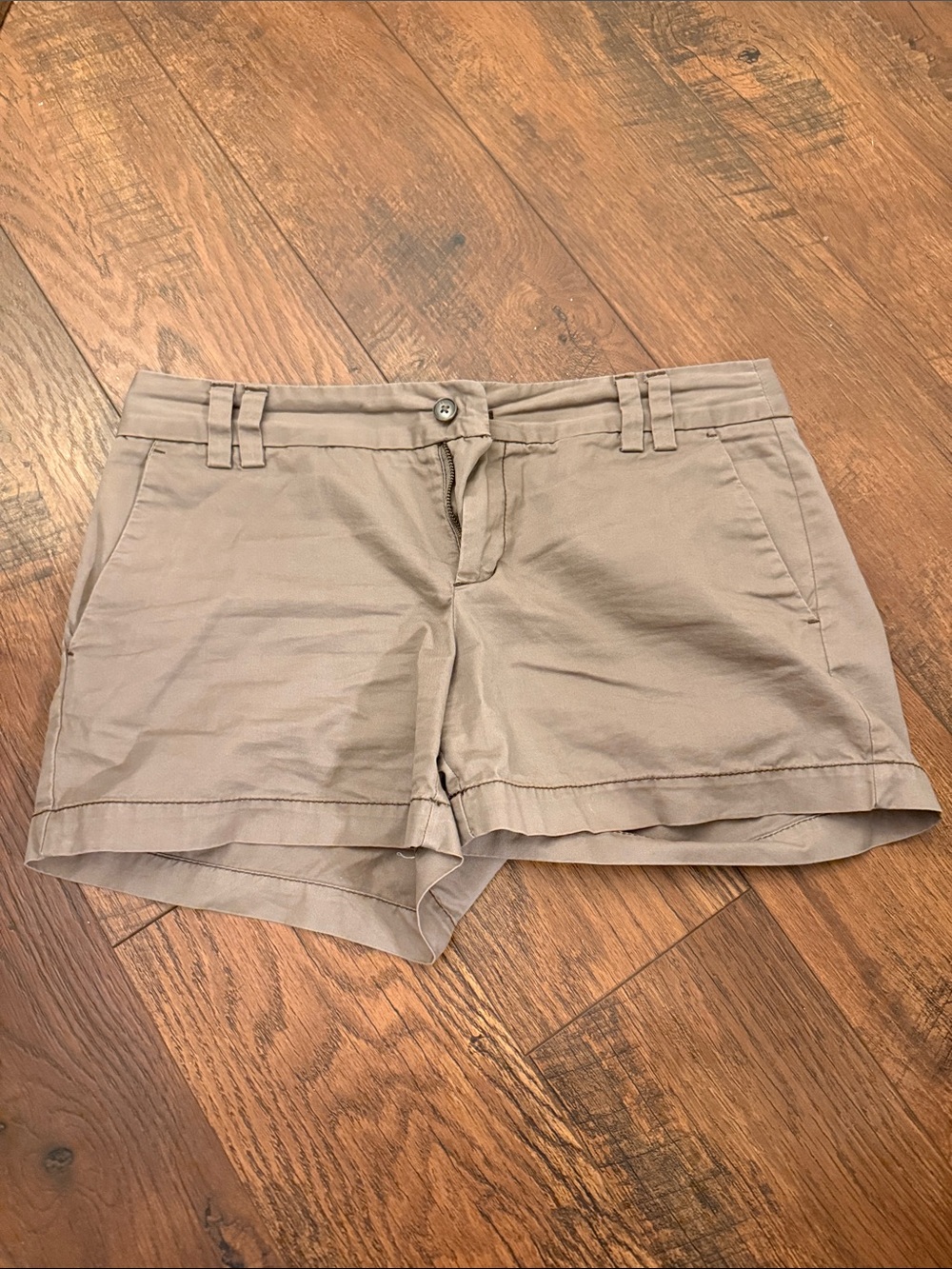 LOFT Taupe Belt-Loop Chino Shorts